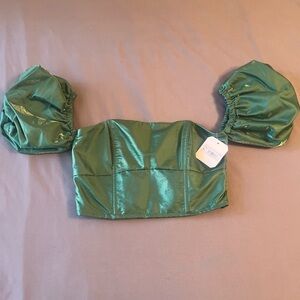 ALTARD STATE Emerald Smocked Crop Top SZ M